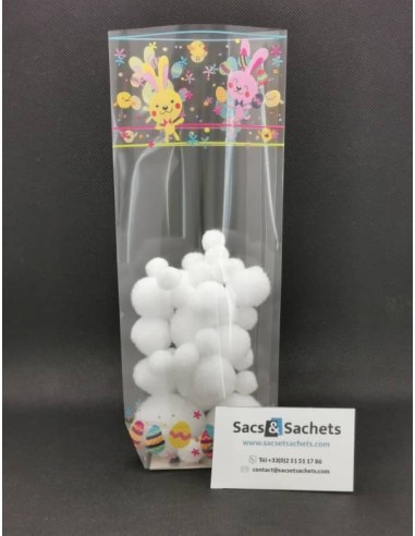 Sachet fond plat motif Pâques Funambule - 100 x...