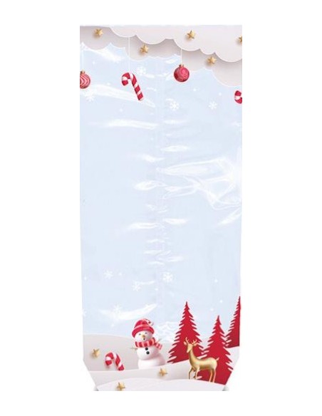 Sachet fond plat motif Noël SUCRE D'ORGE - 100 x 220 mm - Carton de 1000
