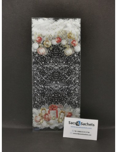 Sachet fond plat motif Noël Célébration - 100 x...