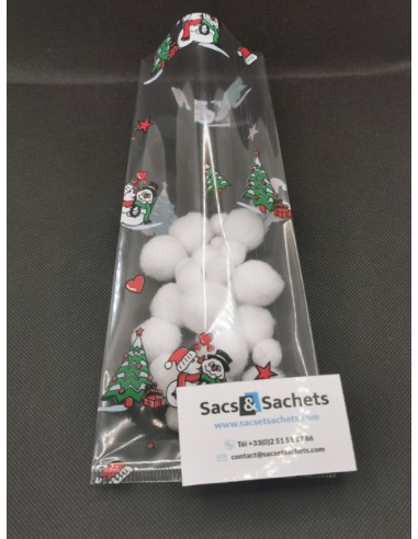 Sachet fond plat motif Noël Christmas...