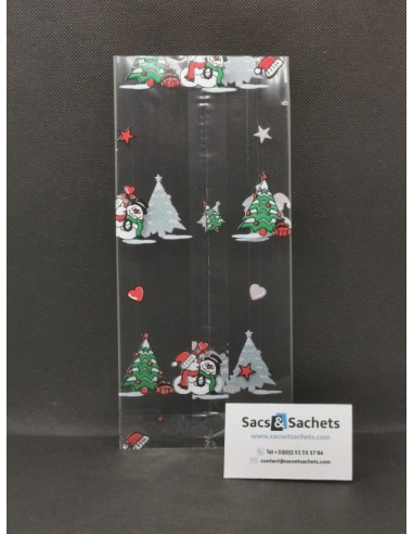 Sachet fond plat motif Noël Christmas...
