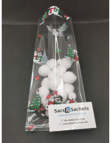 Sachet fond plat motif Noël Christmas Kiss -...