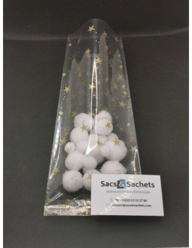 Sachet fond plat motif Noël Stars - 100 x 220...