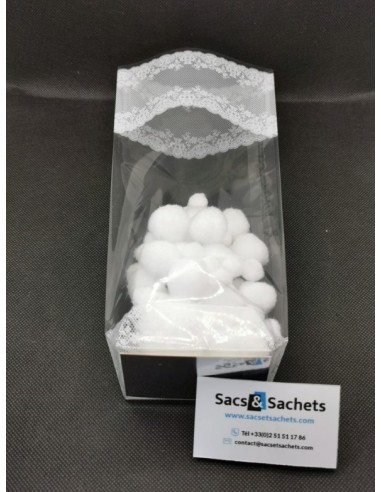 Sachet fond carton imprimé dentelle blanche -...