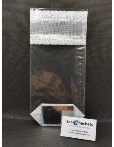 Sachet fond carton imprimé dentelle blanche -...