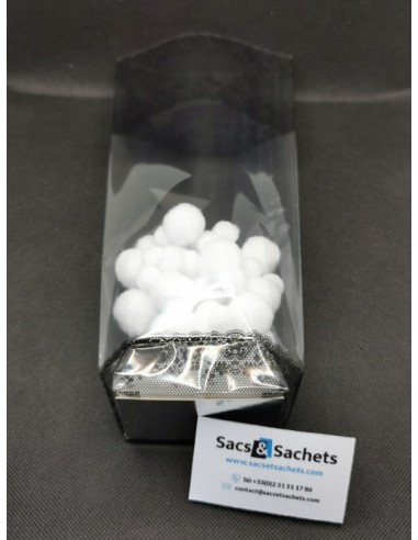 Sachet fond carton imprimé dentelle noire - 120...