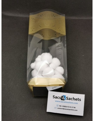 Sachet fond carton imprimé dentelle or - 100 x...