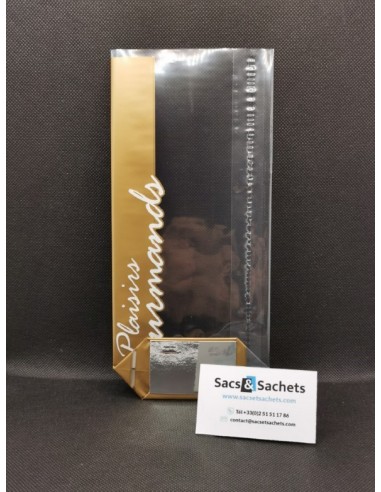 Sachet fond carton "Plaisirs Gourmands" Or -...