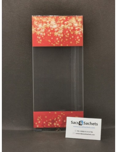 Sachet fond plat motif Noël Flocon Or - 120 x...