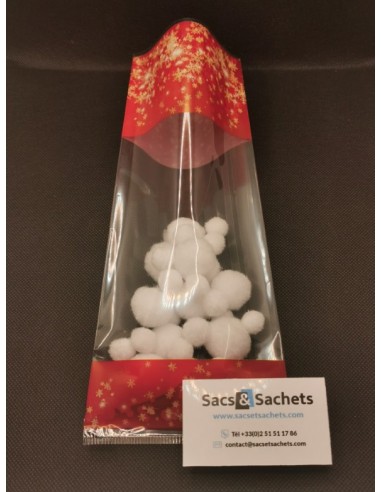Sachet fond plat motif Noël Flocon Or...