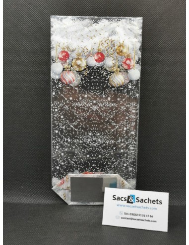 Sachet fond carton motif Noël STARS - 100 x 220 mm - Pack de 100