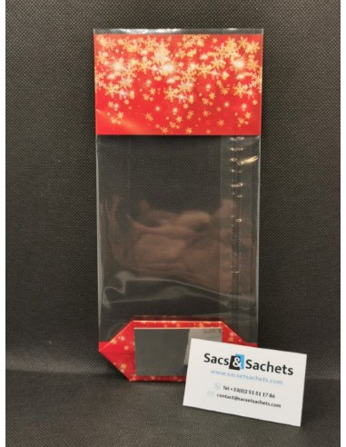 Sachet fond carton motif Noël Flocon Or - 100 x...
