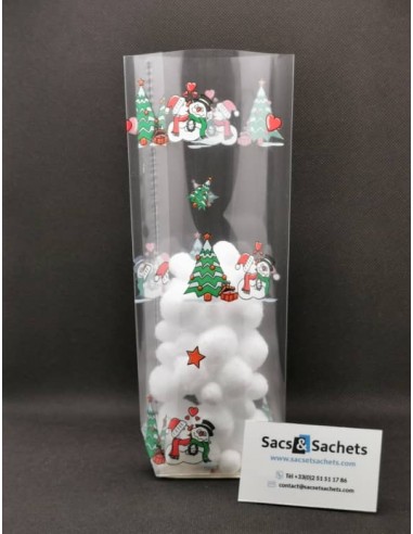 Sachet fond carton motif Noël Christmas Kiss -...