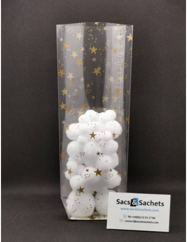 Sachet fond carton motif Noël STARS - 170 x 320...